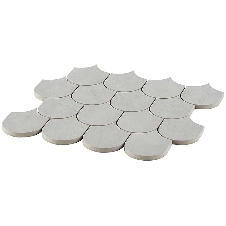 Bond Nimbus Silver Fishscale Plume Matte Porcelain Mosaic Tile