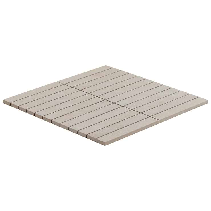 Era Crema Beige 1x6 Stacked Limestone Look Matte Porcelain Mosaic Tile