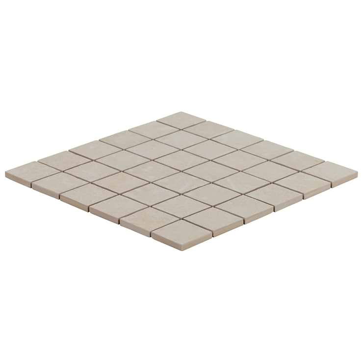 Era Crema Beige 2x2 Limestone Look Matte Porcelain Mosaic Tile