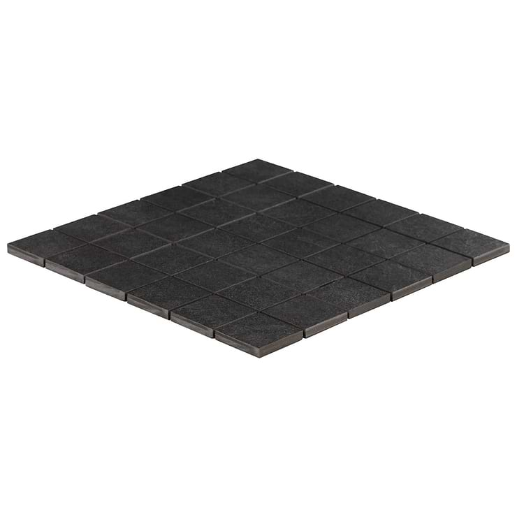 Era Charcoal Black 2x2 Limestone Look Matte Porcelain Mosaic Tile