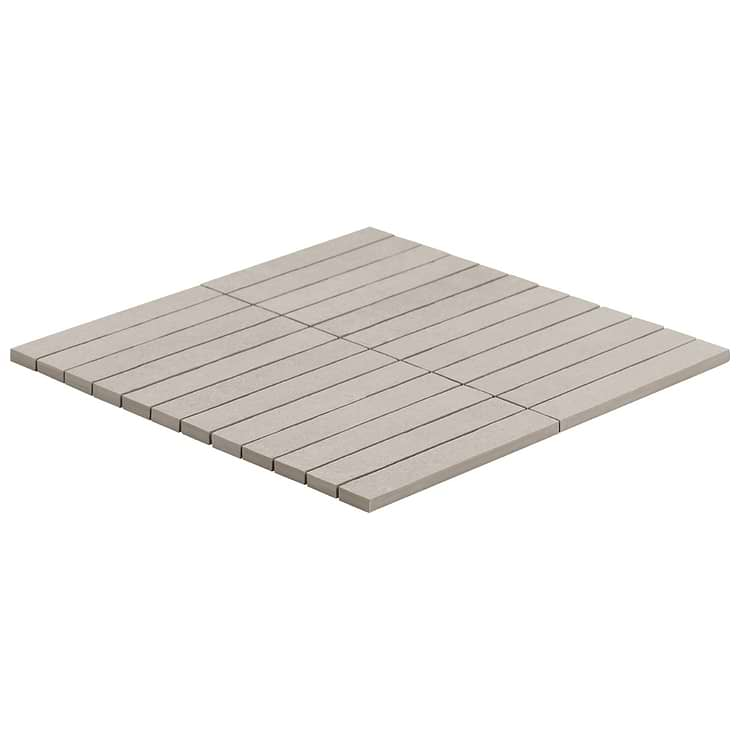 Era Linen White 1x6 Stacked Limestone Look Matte Porcelain Mosaic Tile