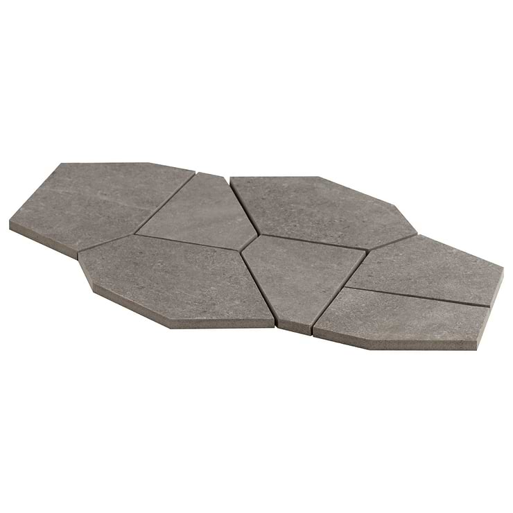 Era Slate Gray Organic Pattern Limestone Look Matte Porcelain Mosaic Tile