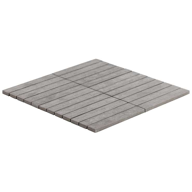 Era Silver Gray 1x6 Stacked Limestone Look Matte Porcelain Mosaic Tile