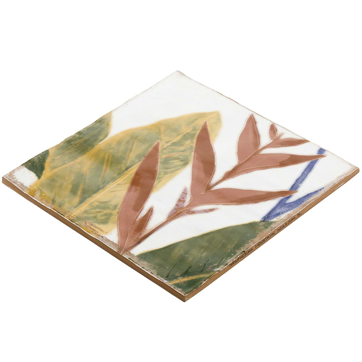 Dunmore Sonata Decor Multicolor 8x8 Polished Ceramic Tile by Angela Harris; in Green + Blue + Red- Brown + Cream Ceramic; for Backsplash, Bathroom Wall, Kitchen Wall, Shower Wall, Wall Tile; in Style Ideas Beach, Craftsman, Farmhouse, Tropical, Whimsical