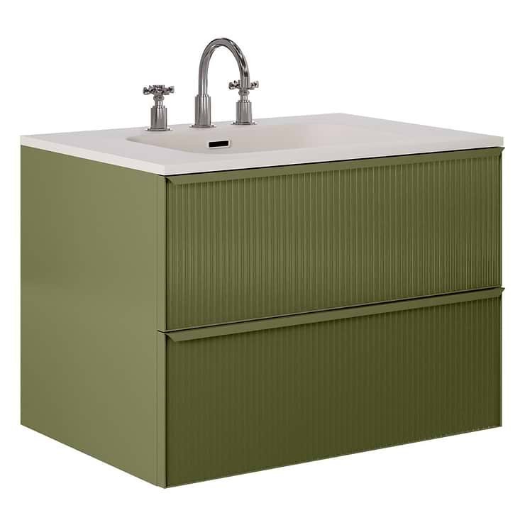 Astor Olive 30" Single Vanity with Integrated White Solid SurfaceTop