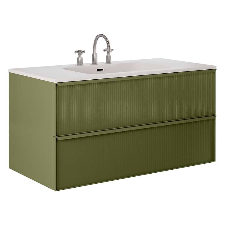 Astor Olive 42" Single Vanity with Integrated White Solid SurfaceTop