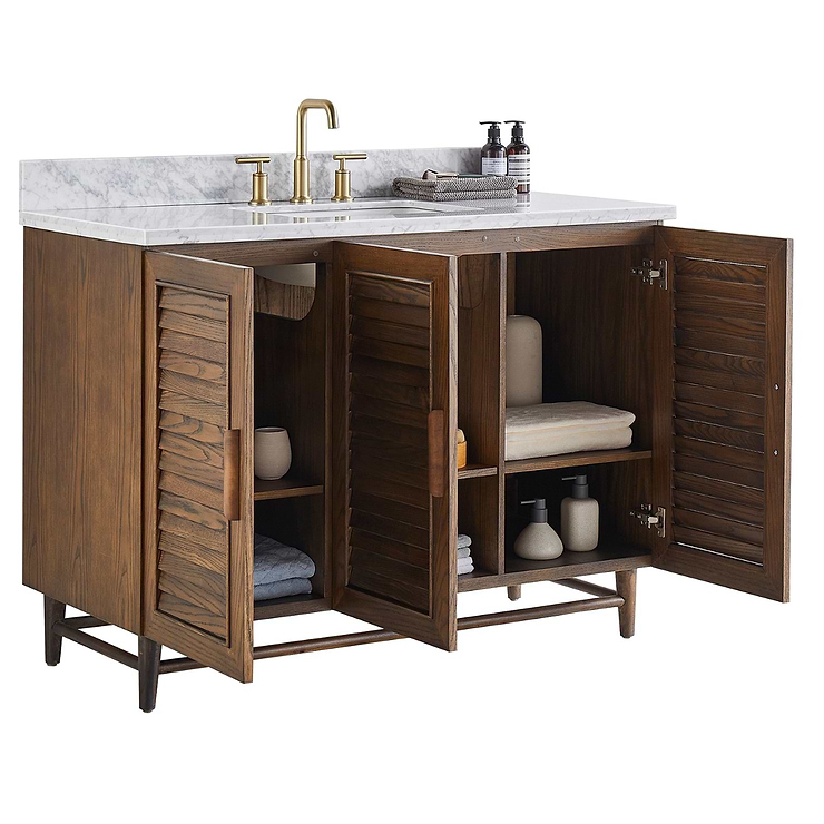 Lowell Dark Walnut 48" Single Vanity with Carrara Marble Top