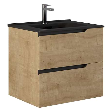 Duo Blonde Wood 24" Single Vanity with Black Top