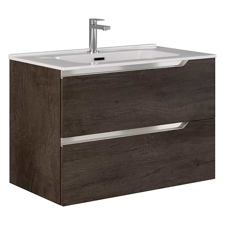 Duo Weathered Oak 32" Single Vanity with White Top