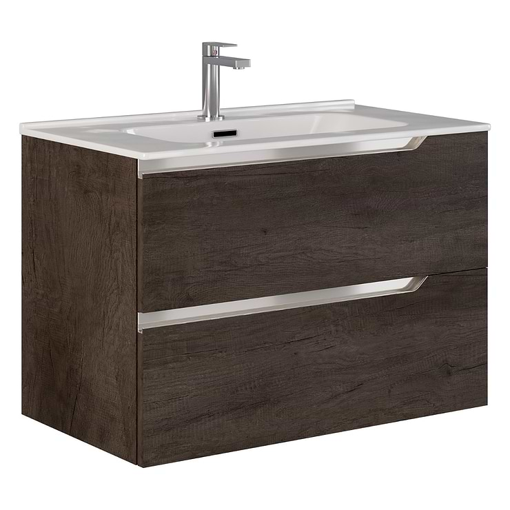 Duo Weathered Oak 32" Single Vanity with Integrated White Ceramic Top