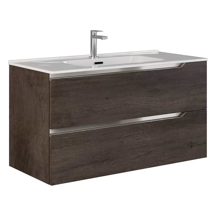 Duo Weathered Oak 40" Single Vanity with Integrated White Ceramic Top