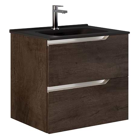 Duo Wathered Oak 24" Single Vanity with Black Top