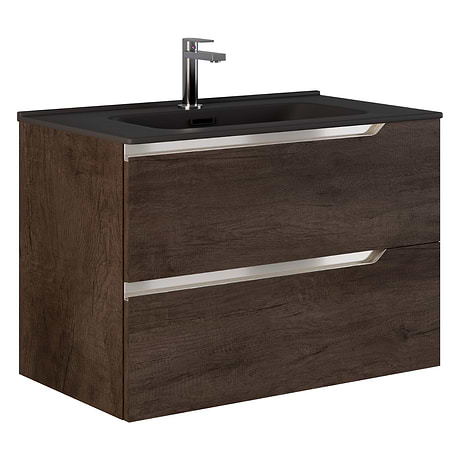 Duo Weathered Oak 32" Single Vanity with Black Top