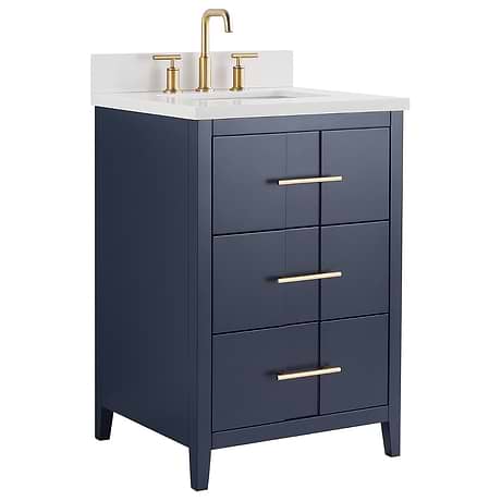 Iconic 24" Navy and Gold Vanity with Quartz Counter