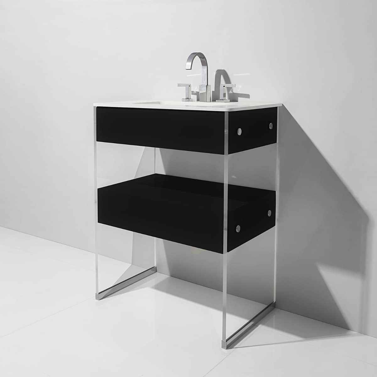 Lucite 24" Black Gloss Vanity and Counter