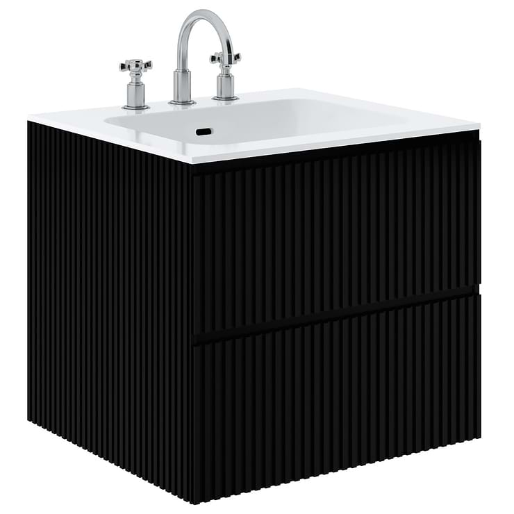 Linear Black 24" Single Vanity with Integrated White Solid Surface Top