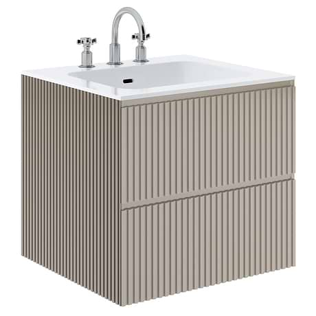 Linear Taupe 24" Single Vanity with Integrated White Solid Surface Top