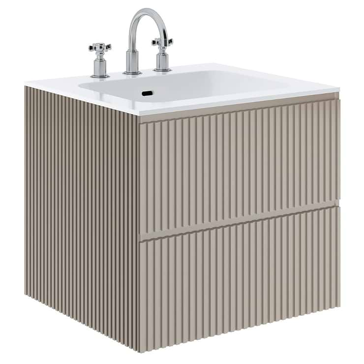 Linear Taupe 24" Single Vanity with Integrated White Solid Surface Top