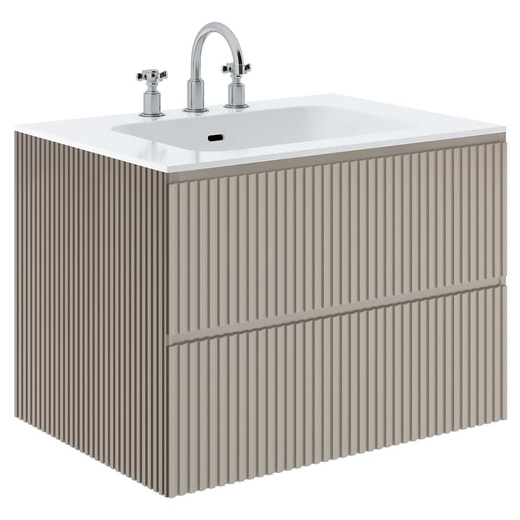 Linear Taupe 30" Single Vanity with Integrated White Solid Surface Top