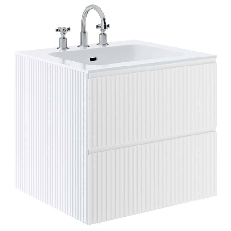 Linear White 24" Single Vanity with Integrated White Solid Surface Top