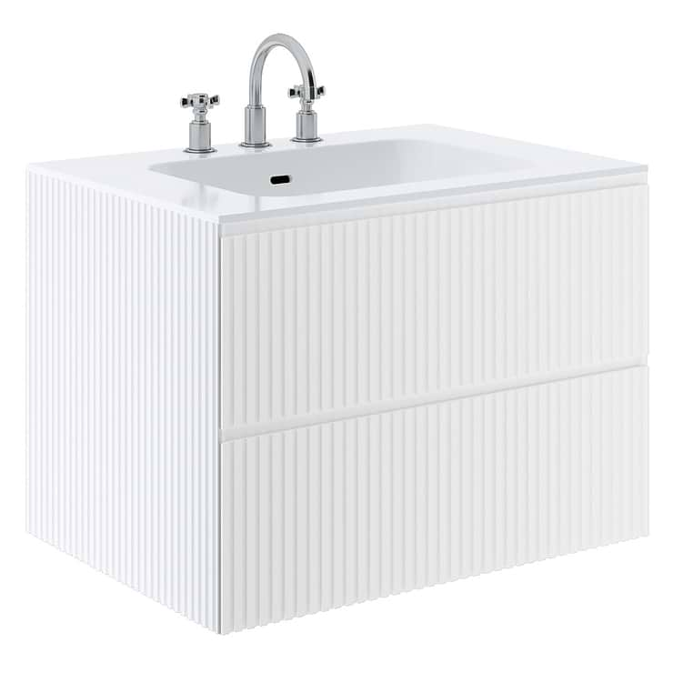 Linear White 30" Single Vanity with Integrated White Solid Surface Top