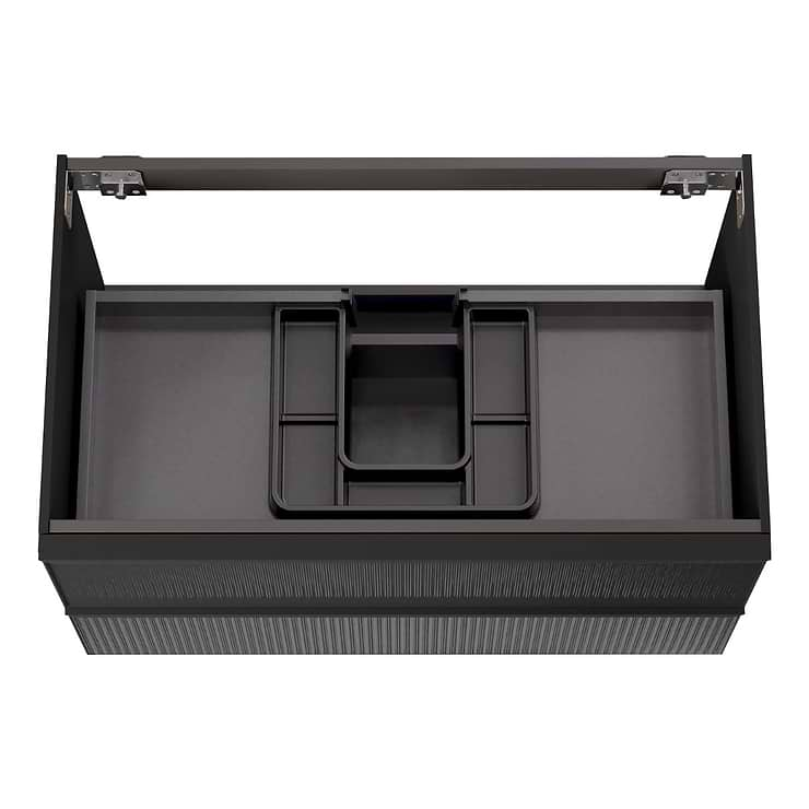 Astor Black 36" Single Vanity with Integrated White Solid SurfaceTop