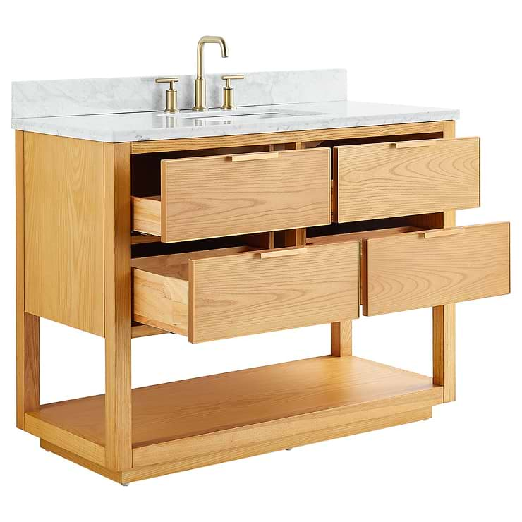 Dayton Woodgrain 48" Single Vanity with Carrara Marble Top