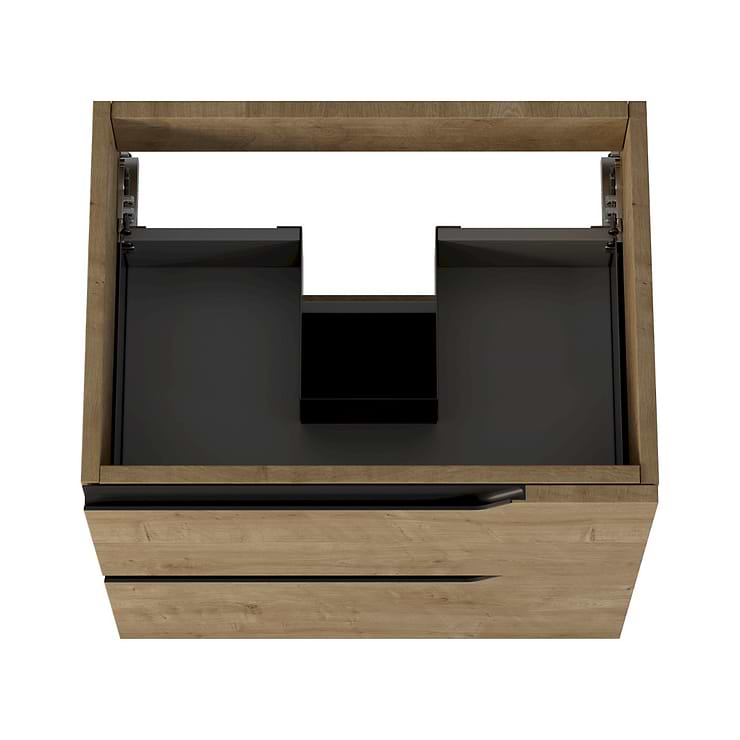 Duo Blonde Wood 24" Single Vanity with Integrated Black Ceramic Top