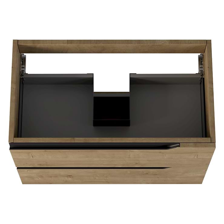 Duo Blonde Wood 32" Single Vanity with Integrated Black Ceramic Top