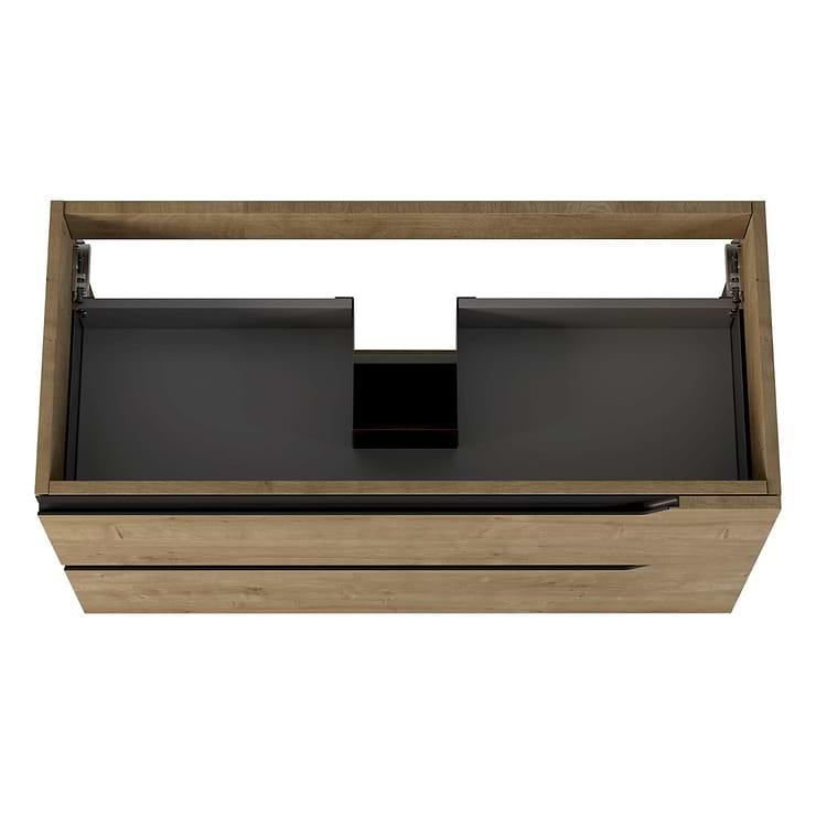 Duo Blonde Wood 40" Single Vanity with Integrated Black Ceramic Top