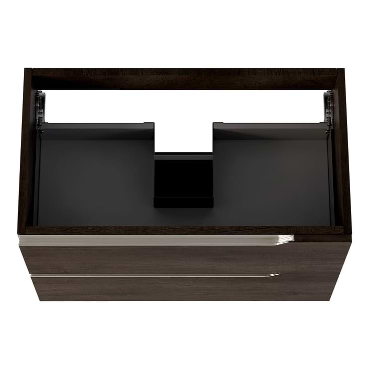 Duo Weathered Oak 32" Single Vanity with Integrated Black Ceramic Top