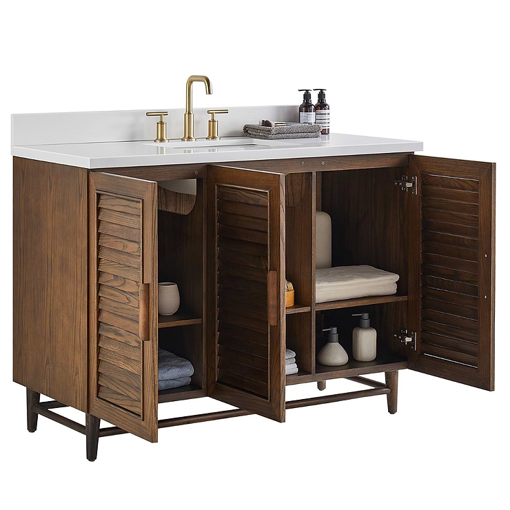 Lowell Dark Walnut 48" Single Vanity with Pure White Quartz Top