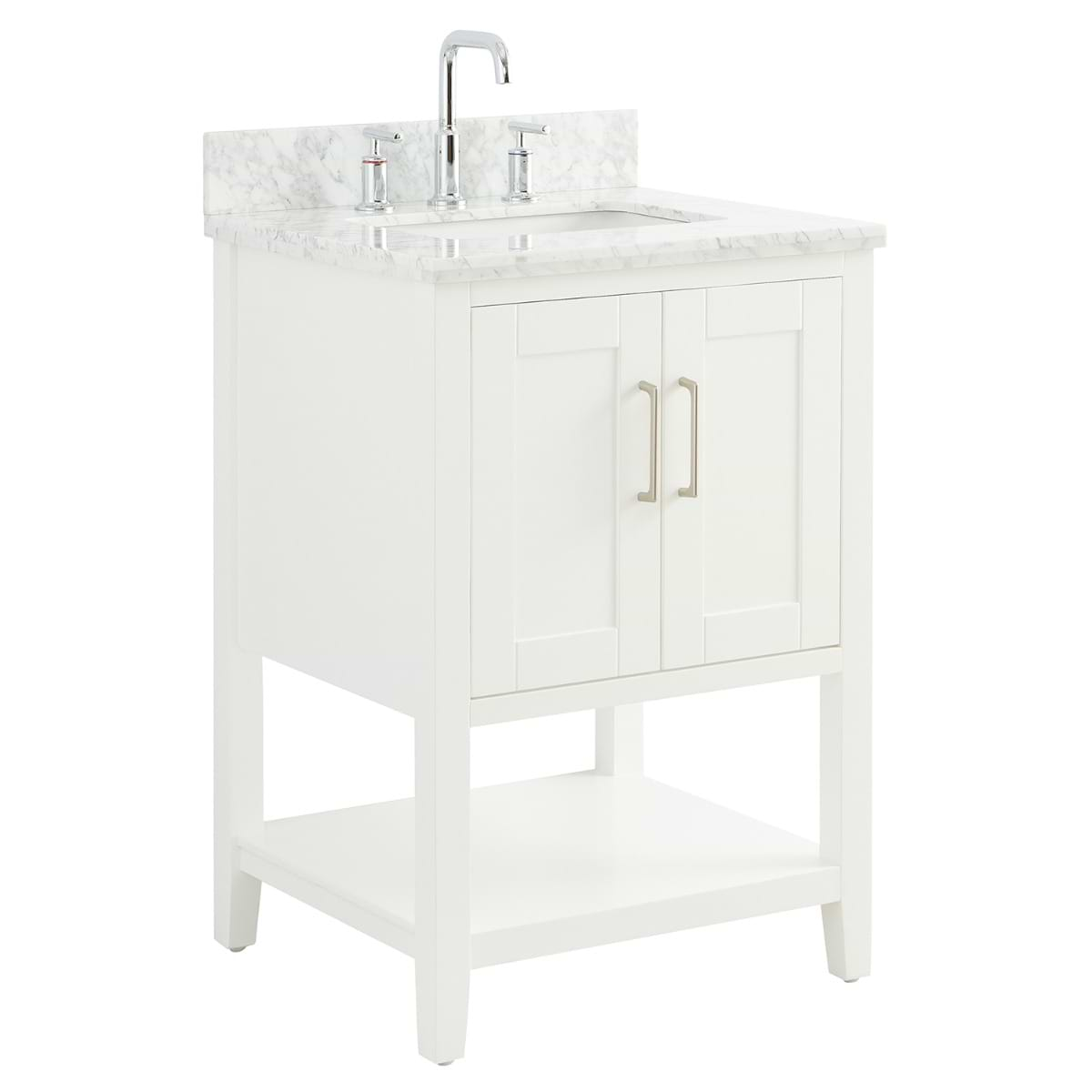 Sheraton 24" White Vanity with Carrara Marble Top and Ceramic Basin