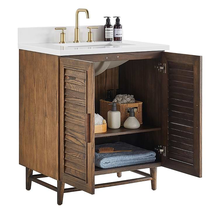 Lowell Dark Walnut 30" Single Vanity with Pure White Quartz Top