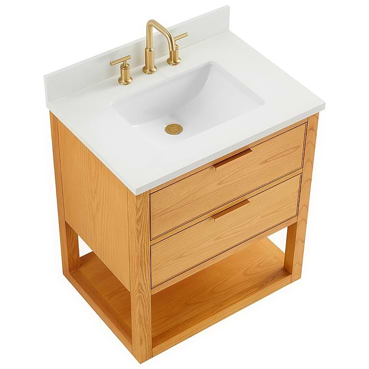 Dayton Woodgrain 30" Single Vanity with Pure White Quartz Top