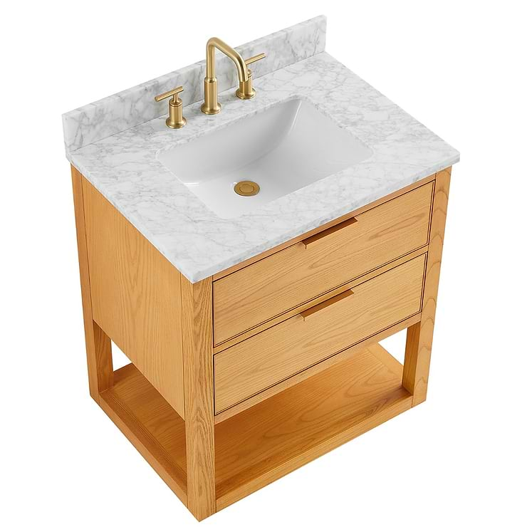 Dayton Woodgrain 30" Single Vanity with Carrara Marble Top