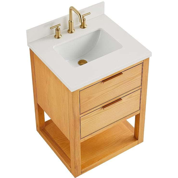 Dayton Woodgrain 24" Single Vanity with Pure White Quartz Top