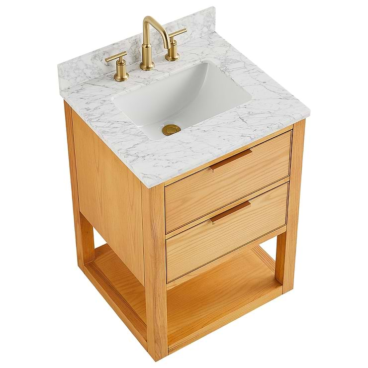 Dayton Woodgrain 24" Single Vanity with Carrara Marble Top