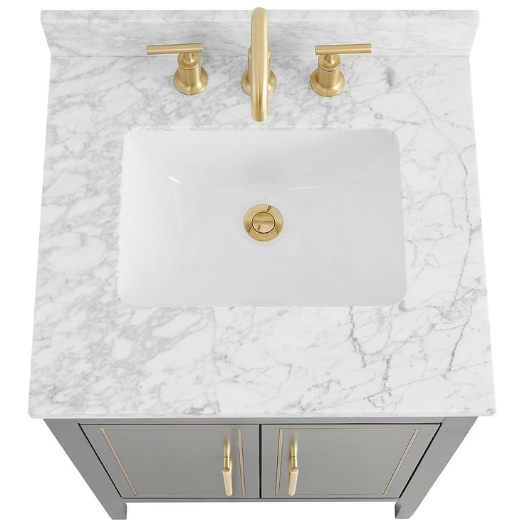 Province Black and Gold 24" Single Vanity with Carrara Marble Top