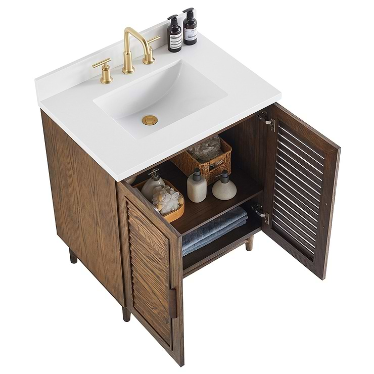 Lowell Dark Walnut 30" Single Vanity with Pure White Quartz Top