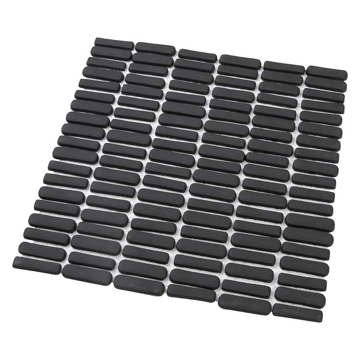 Venini Black 1/2" x 2" Mini Brick Frosted Glass Mosaic Tile