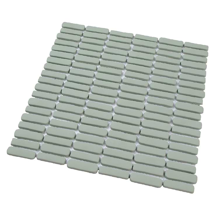 Venini Sage Green 1/2" x 2" Mini Brick Frosted Glass Mosaic Tile