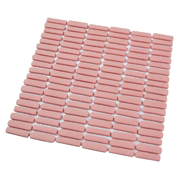 Venini Pink 1/2" x 2"  Mini Brick Frosted Glass Mosaic Tile