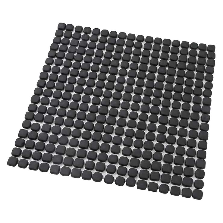 Venini Black 1/2" Mini Square Frosted Glass Mosaic Tile