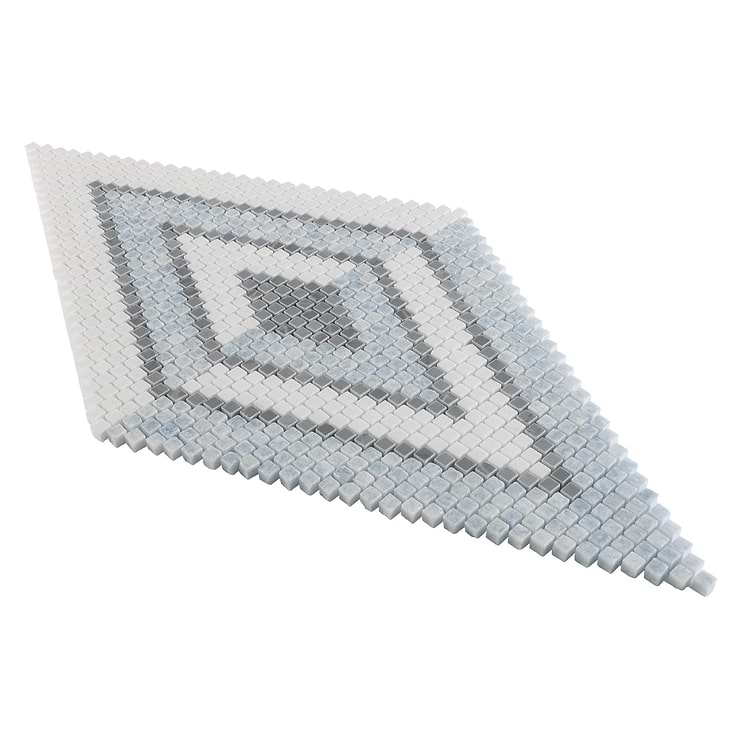 Uma Blue and White Polished Marble Micro Mosaic Tile