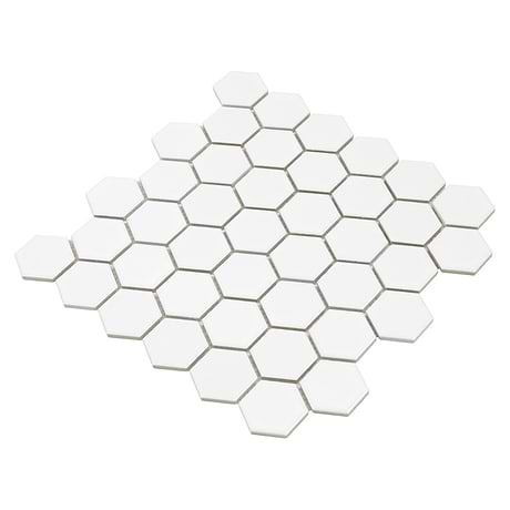 Serenity White 2" Hexagon Matte Porcelain Mosaic