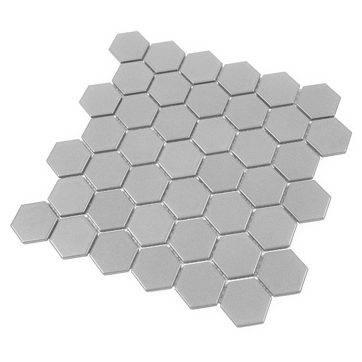 Serenity Gray 2" Matte Porcelain Hexagon Mosaic