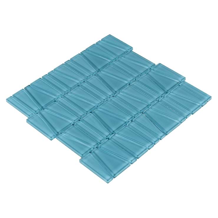 Chic Blue Glossy Glass Mosaic Tile