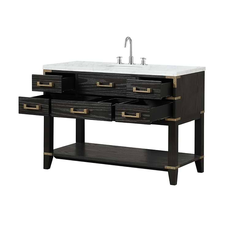 Calico Black Oak 48" Single Vanity with Carrara Marble Top