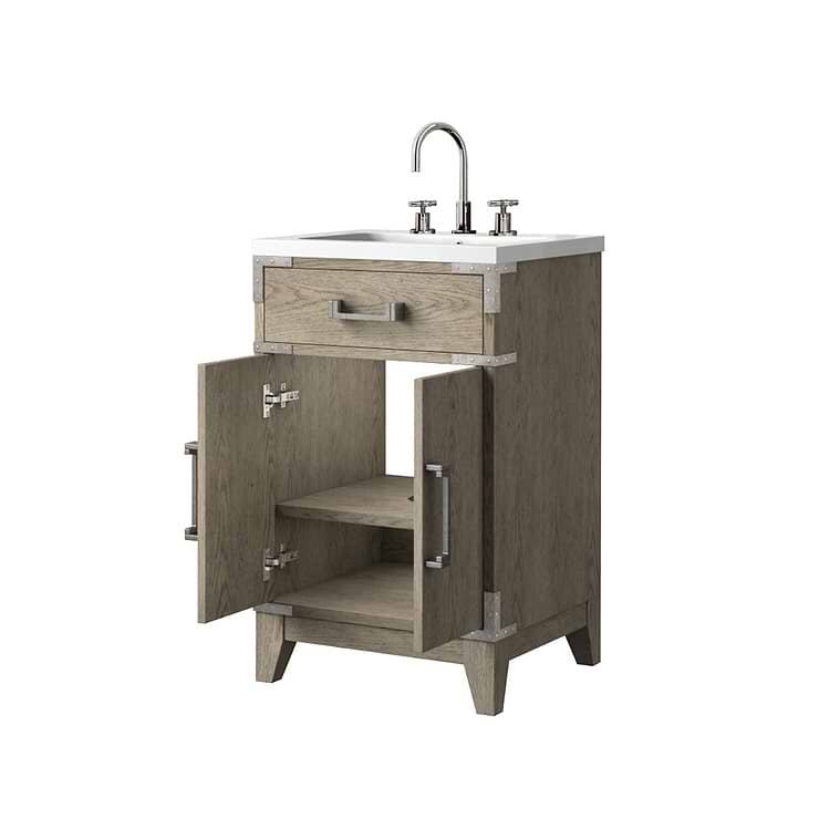 Aiden Gray Oak 20" Single Vanity with Integrated White Acrylic Top